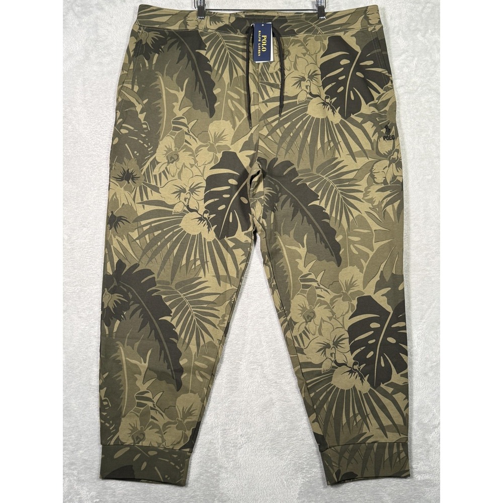Ralph Lauren Pants Mens 3XB 3XL Big Green Tropical Floral Joggers Sweatpants